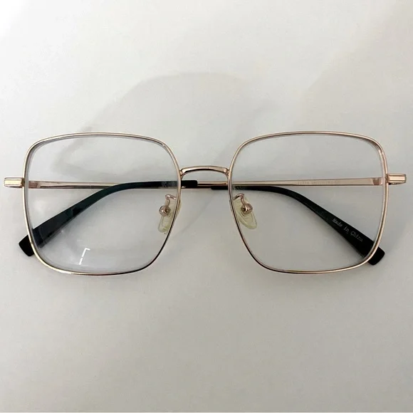 Bundle of 3 Retro Square Metal Wire Frame Glasses in Gold, Rose Gold & Black